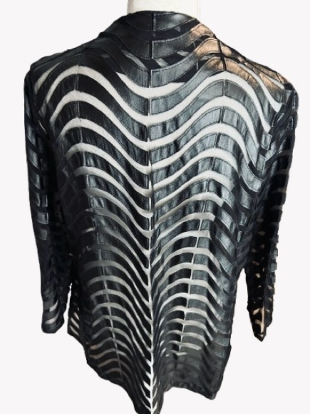 Sheer Mesh Faux Leather YUSHI Jacket Top Shirt Blouse Designer Y2K 90s Vintage